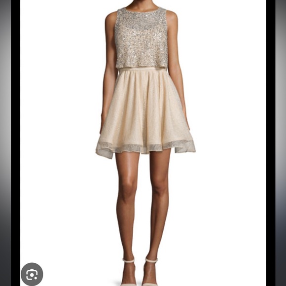 ALICE + OLIVIA hilta beaded silver lace mini dress size 2 - Picture 5 of 16